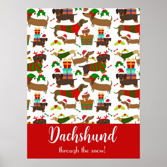 Affiche Noël Dachshund Funny Holiday (Devant)