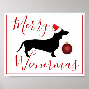 Affiche Noël Dachshund Funny Joyeux Wienermas