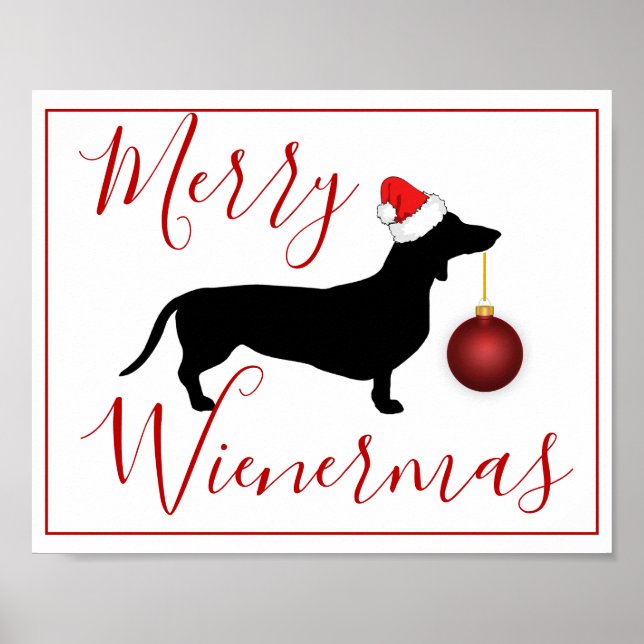 Affiche Noël Dachshund Funny Joyeux Wienermas (Devant)