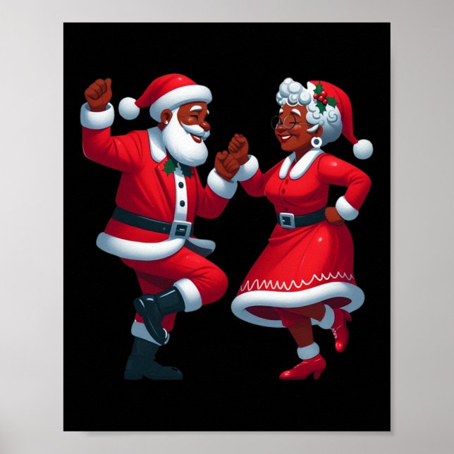 Affiche Noël Dancing Black African American Père Noël Mme. (Devant)