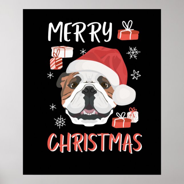 Affiche Noël de Bulldog anglais (Devant)