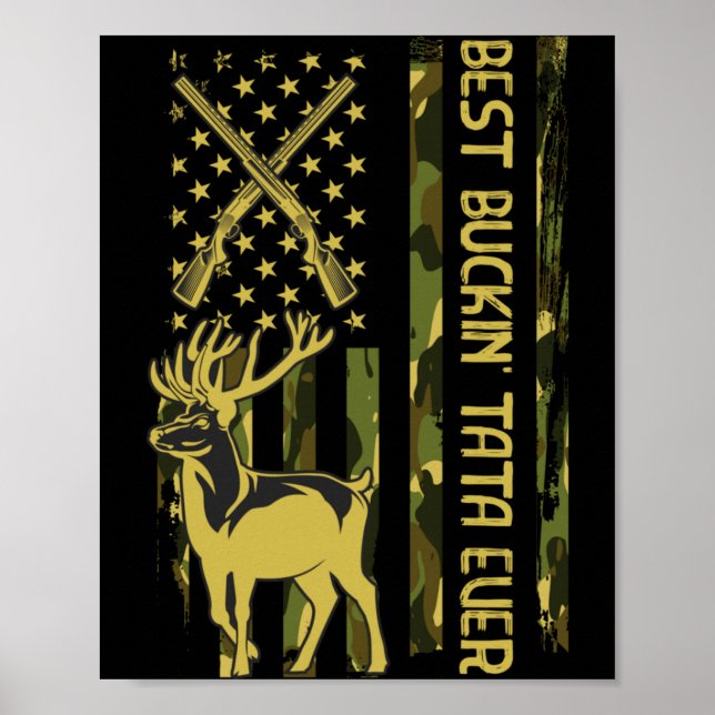 Affiche Noël de cerf de chasse de buckin d'hommes (Devant)