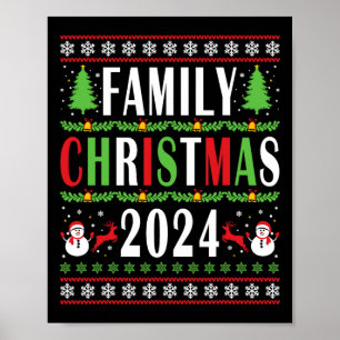 Affiche Noël de famille 2024 Funny Matching Xmas Tree avec