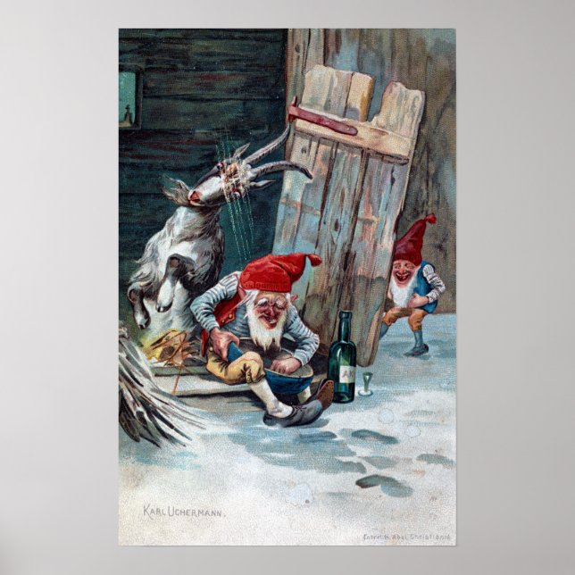 Affiche Noël de la chèvre et des nomes vintages (Devant)