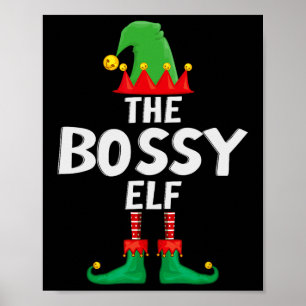 Affiche Noël de la famille des elfes bossy