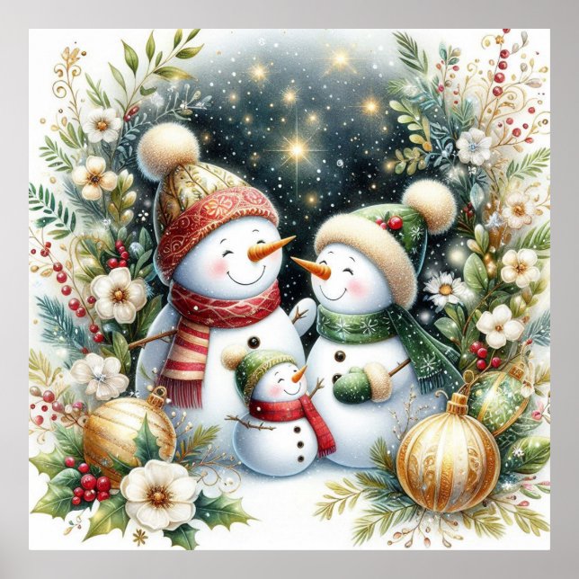 Affiche Noël de la famille Snowman (Devant)