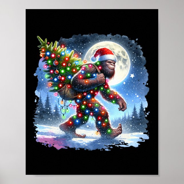 Affiche Noël de Noël de Bigfoot Sasquatch Noël 1 (Devant)
