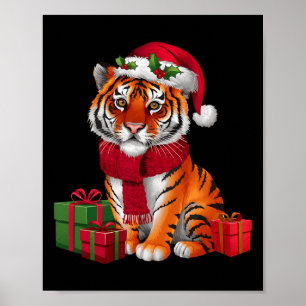 Affiche Noël de Noël de Père Noël Bengale Tiger