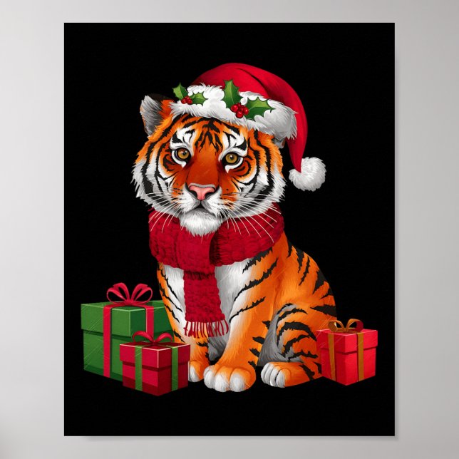 Affiche Noël de Noël de Père Noël Bengale Tiger (Devant)