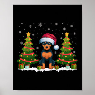 Affiche Noël de Noël Lumière Miniature Pinscher Chien Père