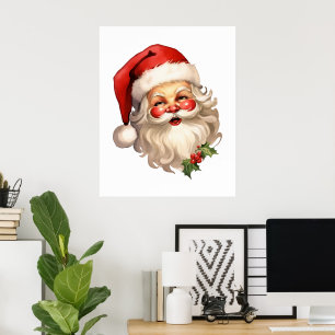 Affiche Noël de style rétro Holly Jolly Santa Claus