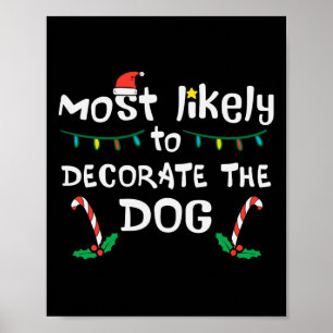 Affiche Noël Décorent Probablement Chien Xmas Famille Enfa