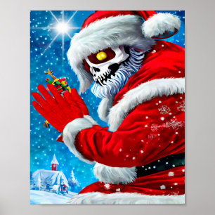 Affiche Noël déplaisant Santa Claus Squelette Monster Art