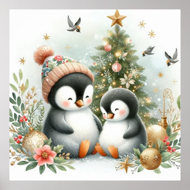Affiche Noël des pingouins (Devant)