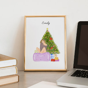 Affiche Noël, dessin de mode, illustration,