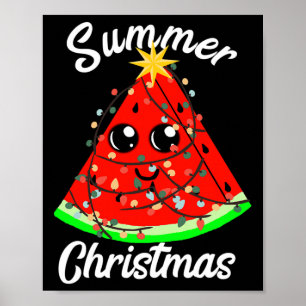 Affiche Noël d'été en juillet Pastèque Arbre Fruitier Tro