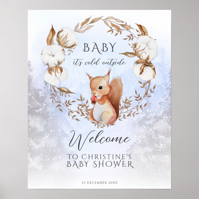 Affiche Noël d'hiver Il fait froid dehors Baby shower Pos (Devant)