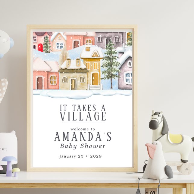 Affiche Noël d'hiver Il faut un village Baby Shower (Créateur téléchargé)