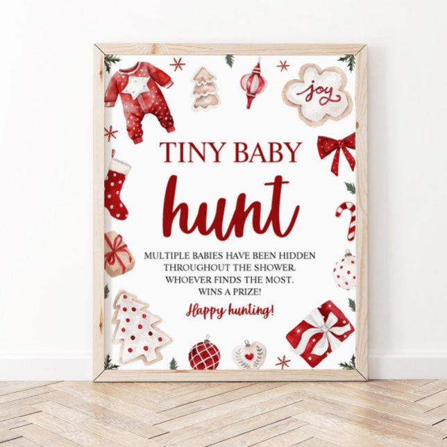 Affiche Noël d'hiver Minuscule Chasse de bébé Baby shower  (Créateur téléchargé)