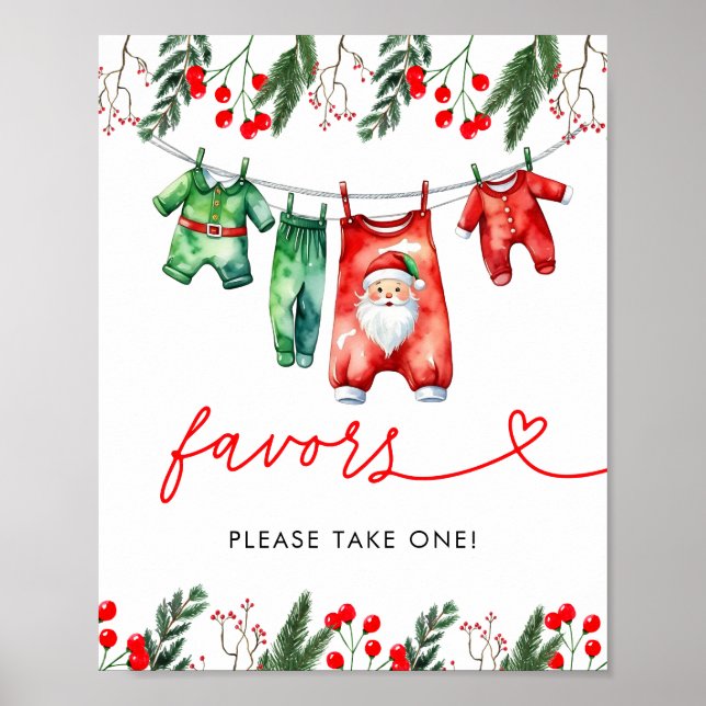 Affiche Noël d'hiver Père Noël Baby shower Faveurs (Devant)