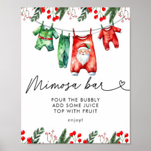 Affiche Noël d'hiver Père Noël Baby shower Mimosa Bar