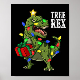 Affiche Noël Dinosaure Arbre Rex Garçons Filles Enfants Xm