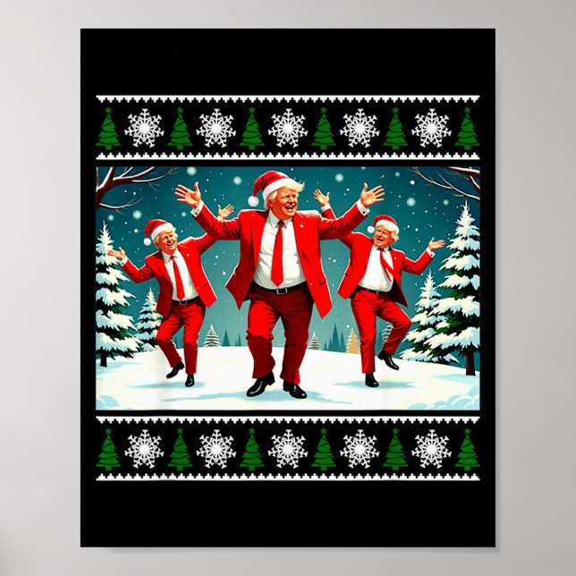 Affiche Noël Donald Trump Président 2024 Danse Drôle (Devant)