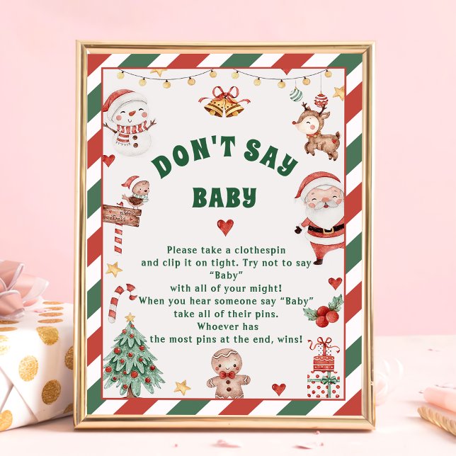 Affiche Noël "Don't Say Baby" Baby shower Cartes de jeu (Créateur téléchargé)