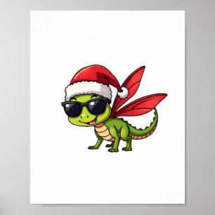 Affiche Noël Dragonfly Santa Hat Funny Xmas Enfants