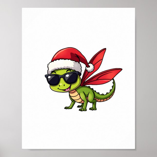 Affiche Noël Dragonfly Santa Hat Funny Xmas Enfants (Devant)