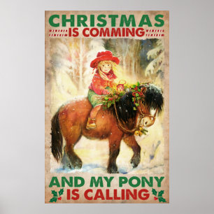 Affiche Noël Drôle Arrive Et Mon Pony Est En Train De Appe