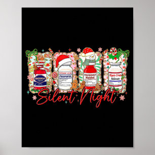 Affiche Noël drôle infirmière nuit silencieuse humour médi