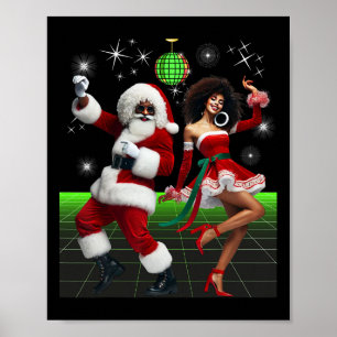 Affiche Noël Drôle Melanated Père Noël Et Mme Claus Danc