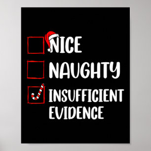 Affiche Noël drôle Nice Naughty Preuve insuffisante