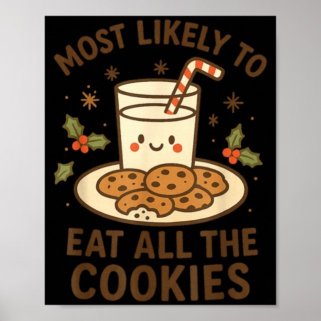 Affiche Noël drôle - Plus susceptible de manger tous les b (Devant)