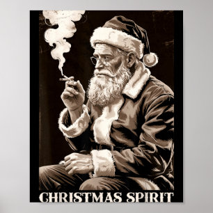 Affiche Noël drôle Srit Père Noël fumant une cigarette