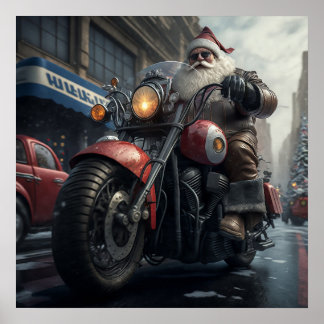 Affiche Noël du moto du Père Noël