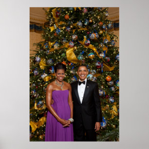 Affiche Noël du président Barack Obama et de Michelle