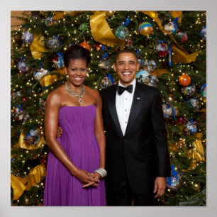 Affiche Noël du président Barack Obama et de Michelle