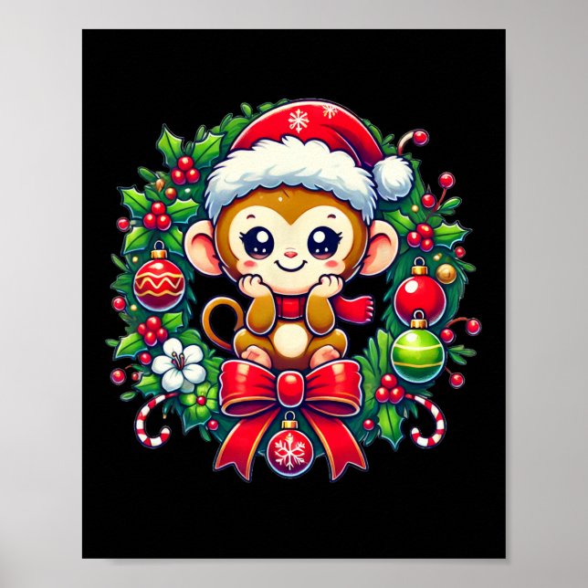 Affiche Noël du singe Noël Noël Noël (Devant)