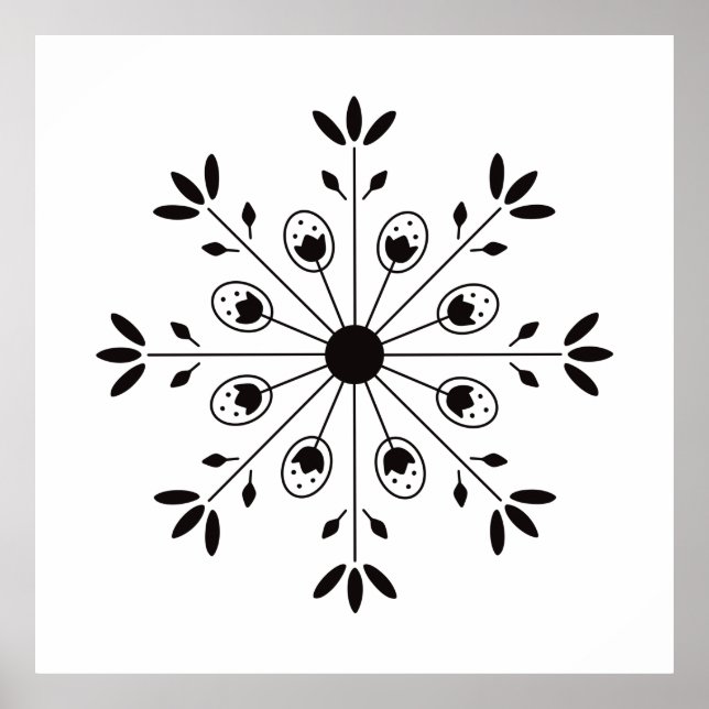 Affiche Noël Elégant du Flocon de neige moderne (Devant)