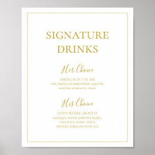 Affiche Noël Élégant Simple   Panneau de Boissons Signatur