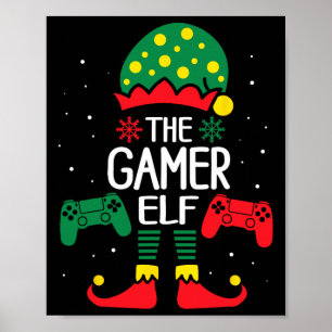 Affiche Noël Elf Matching Gamer Famille Jeu Garçons Ki