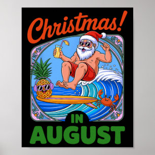 Affiche Noël En Août Vacances D'Été Drôle Père Noël Me