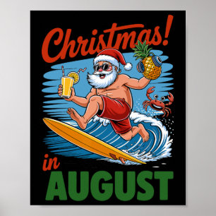 Affiche Noël En Août Vacances D'Été Drôle Père Noël Me