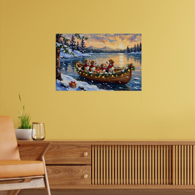 Affiche Noël en bateau avec Beagle (Salon 2)