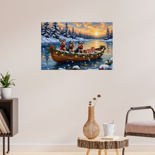 Affiche Noël en bateau avec Schnauzer (Salon 3)