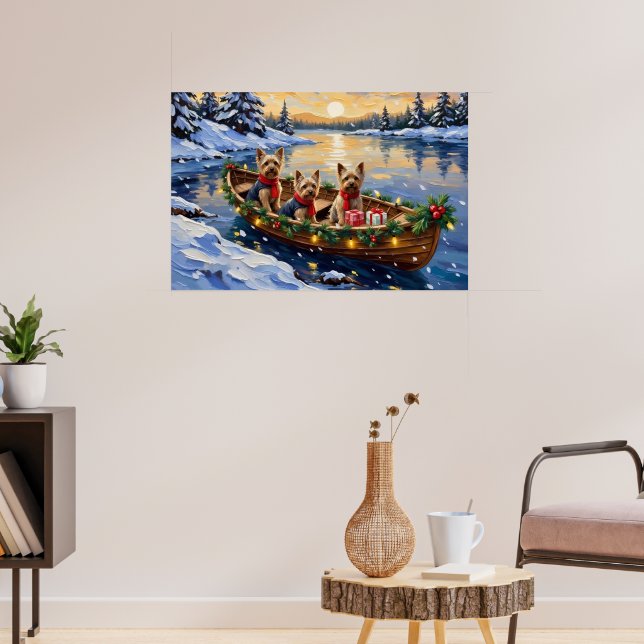Affiche Noël en bateau avec Yorkshire Terrier (Salon 3)