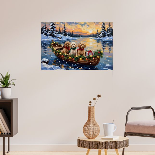 Affiche Noël en bateau pour Cockapoo (Salon 3)