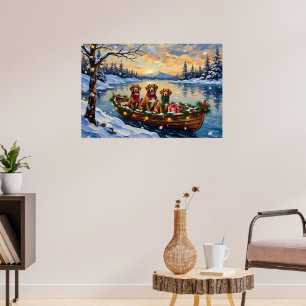 Affiche Noël en bateau Vizsla
